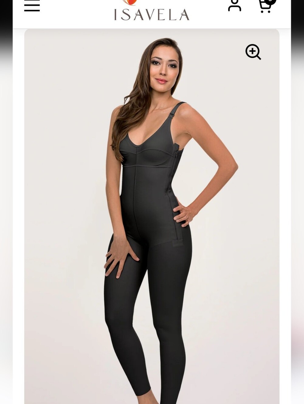 NWOT Isavela Ankle Length Compression  Bodysuit w/Bra &Zippers Sz L Black